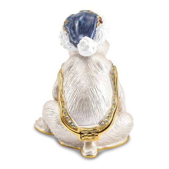 Luxury Pewter Bejeweled Crystals Enameled NOELLE Cuddly Polar Bear Trinket - Picture 3 of 7